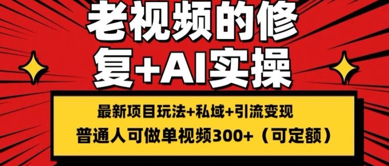 修复老视频的玩法，搬砖+引流的变现(可持久)，单条收益300+【揭秘】-wanlih项目库