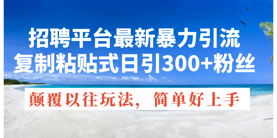 （11538期）招聘平台最新暴力引流，复制粘贴式日引300+粉丝，颠覆以往垃圾玩法，简…-wanlih项目库