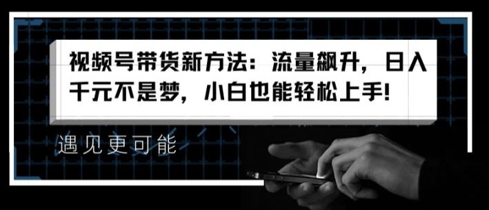 视频号带货新方法：流量飙升，日入千元不是梦，小白也能轻松上手【揭秘】-wanlih项目库