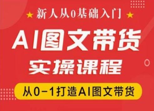 新人从0基础入门，抖音AI图文带货实操课程，从0-1打造AI图文带货-wanlih项目库