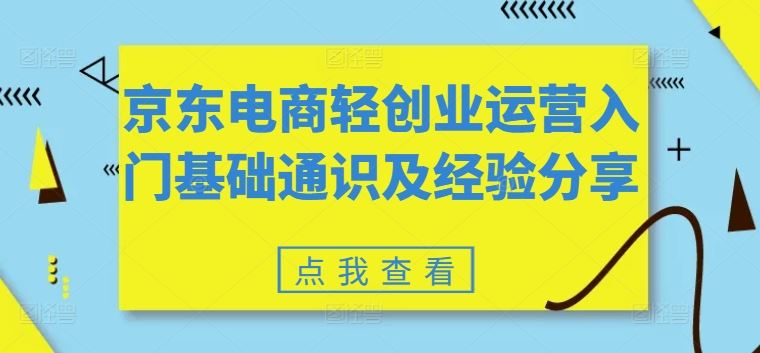 京东电商轻创业运营入门基础通识及经验分享-wanlih项目库