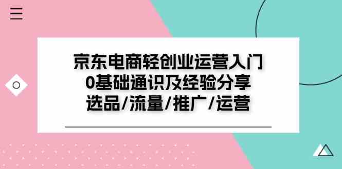 京东电商轻创业运营入门0基础通识及经验分享：选品/流量/推广/运营-wanlih项目库