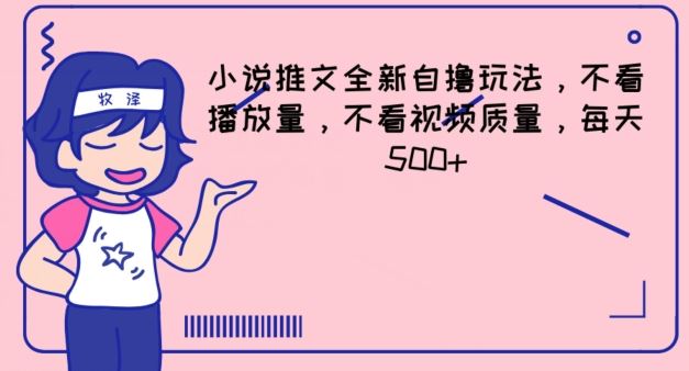 小说推文全新自撸玩法，不看播放量，不看视频质量，每天500+【揭秘】-wanlih项目库