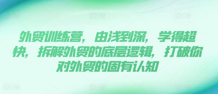 外贸训练营，由浅到深，学得超快，拆解外贸的底层逻辑，打破你对外贸的固有认知-wanlih项目库