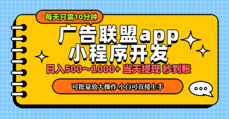 （11645期）小程序开发 广告赚钱 日入500~1000+ 小白轻松上手！-wanlih项目库