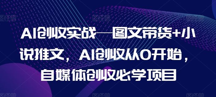 AI创收实战—图文带货+小说推文，AI创收从0开始，自媒体创收必学项目-wanlih项目库