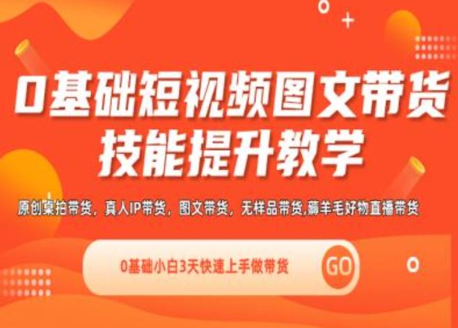 0基础短视频图文带货实操技能提升教学(直播课+视频课),0基础小白3天快速上手做带货-wanlih项目库