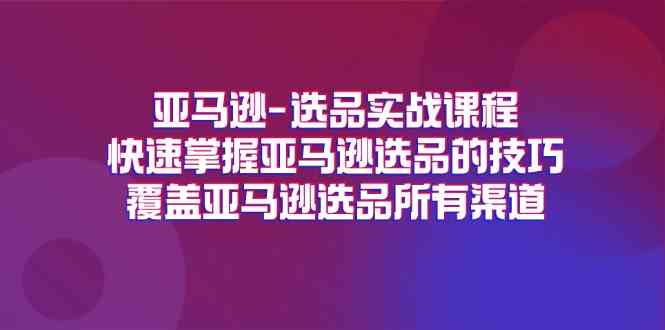 亚马逊选品实战课程，快速掌握亚马逊选品的技巧，覆盖亚马逊选品所有渠道-wanlih项目库