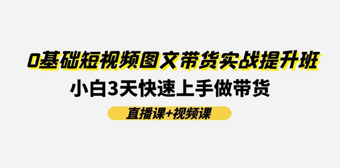 0基础短视频图文带货实战提升班，小白3天快速上手做带货(直播课+视频课)-wanlih项目库