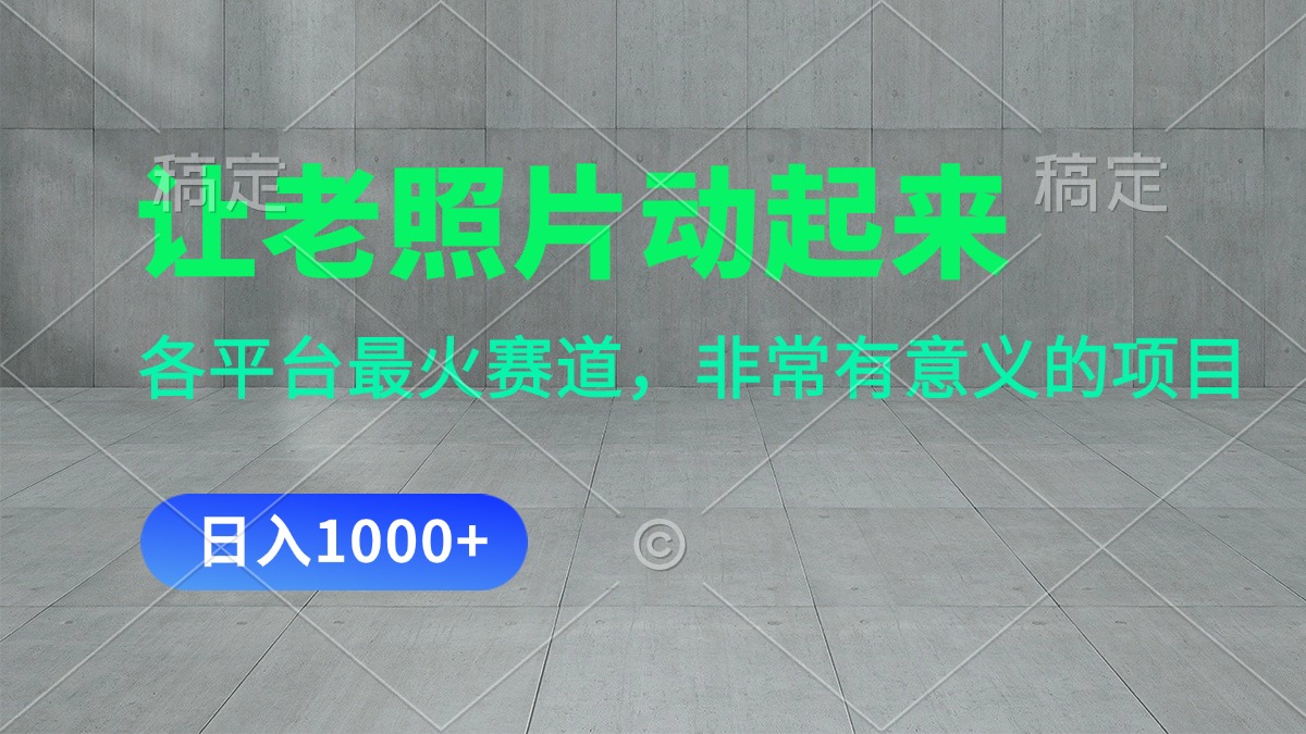 （11671期）让老照片动起来，一天变现1000+，各平台最火赛道，看完就会-wanlih项目库