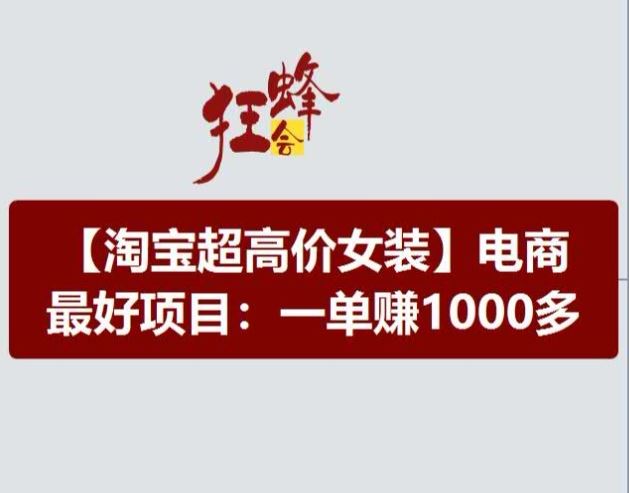 淘宝超高价女装项目，电商最好赛道，一单赚1000多-wanlih项目库