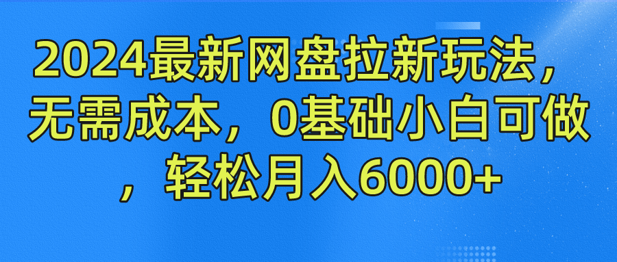 2024最新网盘拉新玩法，无需成本，0基础小白可做，轻松月入6000+-wanlih项目库