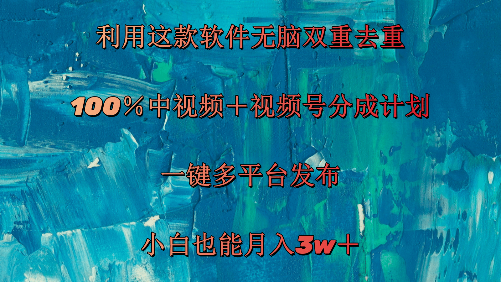 （11710期）利用这款软件无脑双重去重 100％中视频＋视频号分成计划 小白也能月入3w＋-wanlih项目库