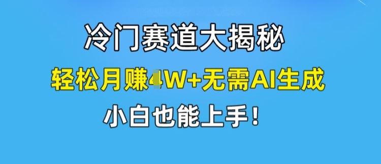 冷门赛道大揭秘，轻松月赚1W+无需AI生成，小白也能上手【揭秘】-wanlih项目库