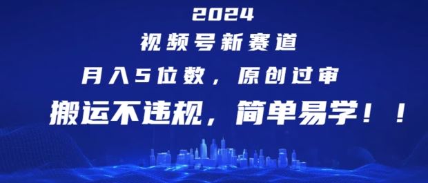 2024视频号新赛道，月入5位数+，原创过审，搬运不违规，简单易学【揭秘】-wanlih项目库