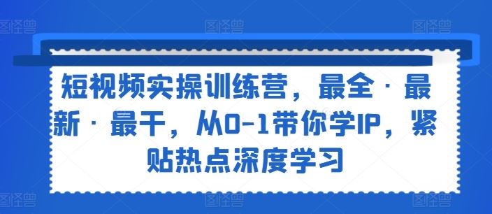 短视频实操训练营，最全·最新·最干，从0-1带你学IP，紧贴热点深度学习-wanlih项目库
