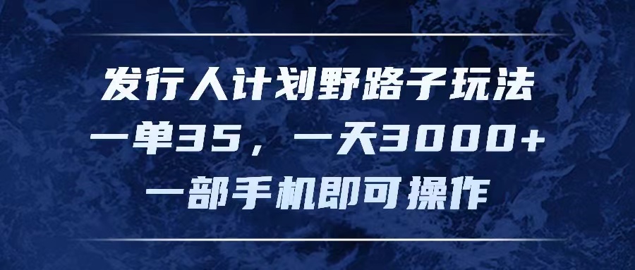 （11750期）发行人计划野路子玩法，一单35，一天3000+，一部手机即可操作-wanlih项目库