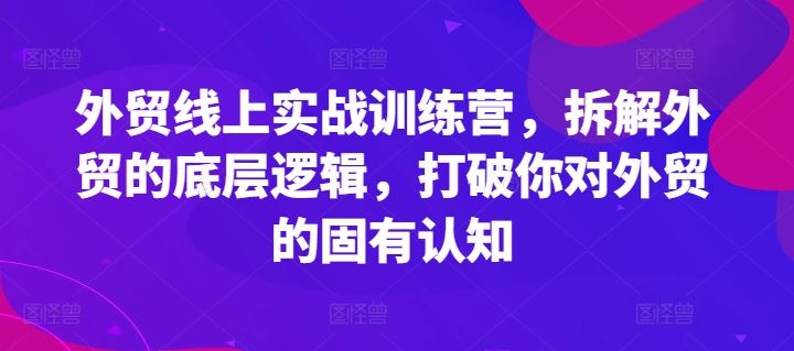 外贸线上实战训练营，拆解外贸的底层逻辑，打破你对外贸的固有认知-wanlih项目库