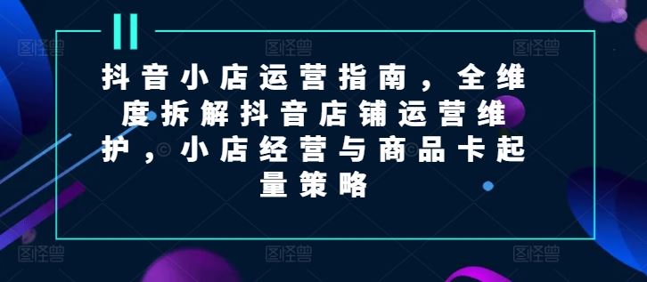 抖音小店运营指南，全维度拆解抖音店铺运营维护，小店经营与商品卡起量策略-wanlih项目库