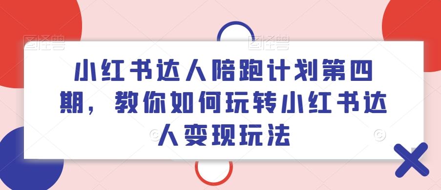 小红书达人陪跑计划第四期，教你如何玩转小红书达人变现玩法-wanlih项目库