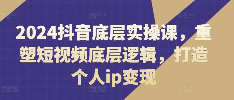 2024抖音底层实操课，​重塑短视频底层逻辑，打造个人ip变现-wanlih项目库