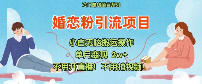 小红书婚恋粉引流，不用开直播，不用拍视频，不用做交付【揭秘】-wanlih项目库