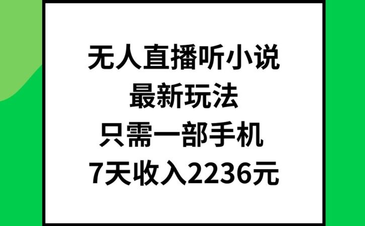 无人直播听小说最新玩法，只需一部手机，7天收入2236元【揭秘】-wanlih项目库