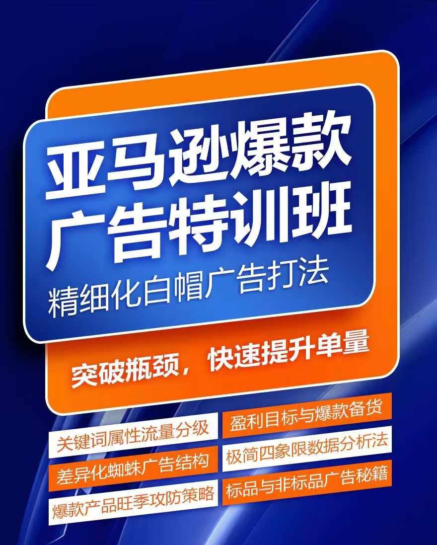 亚马逊爆款广告特训班，快速掌握亚马逊关键词库搭建方法，有效优化广告数据并提升旺季销量-wanlih项目库