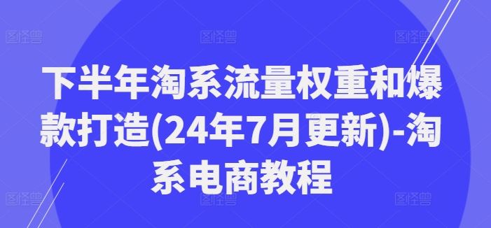 下半年淘系流量权重和爆款打造(24年7月更新)-淘系电商教程-wanlih项目库