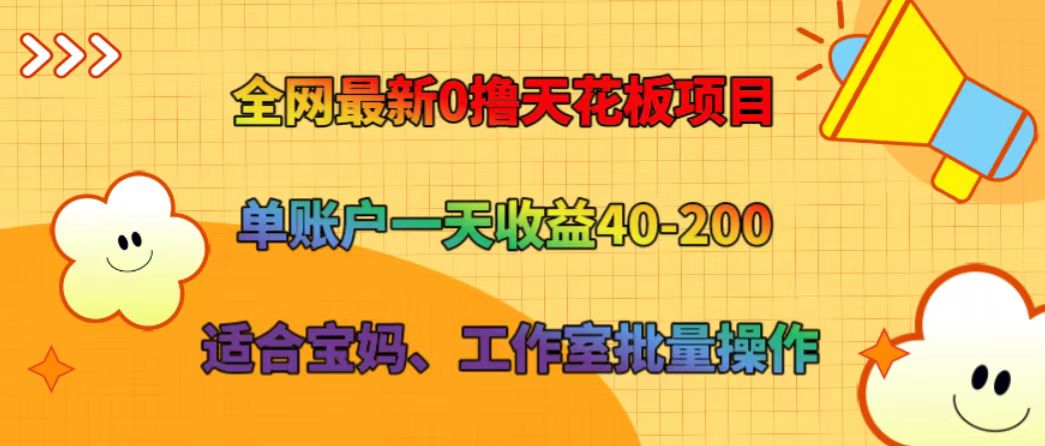 全网最新0撸天花板项目 单账户一天收益40-200 适合宝妈、工作室批量操作-wanlih项目库