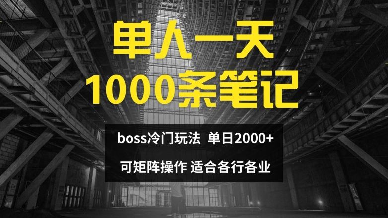 单人一天1000条笔记，日入2000+，BOSS直聘的正确玩法【揭秘】-wanlih项目库