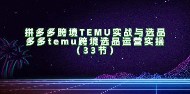 （11934期）拼多多跨境TEMU实战与选品，多多temu跨境选品运营实操（33节）-wanlih项目库
