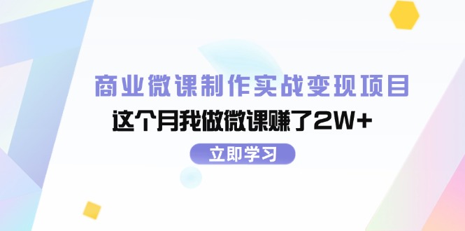 （11959期）商业微课制作实战变现项目，这个月我做微课赚了2W+-wanlih项目库