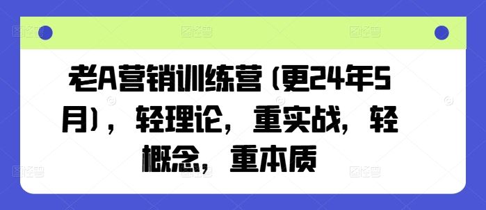 老A营销训练营(更24年7月)，轻理论，重实战，轻概念，重本质-wanlih项目库