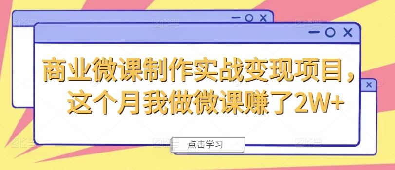 商业微课制作实战变现项目，这个月我做微课赚了2W+-wanlih项目库