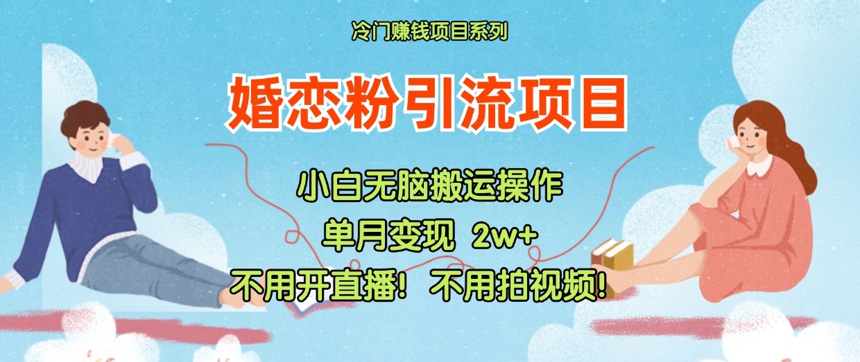 小红书婚恋粉引流，不用开直播！不用拍视频！不用做交付-wanlih项目库
