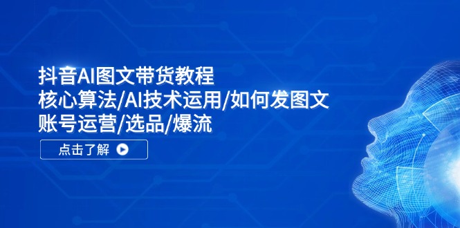 抖音AI图文带货教程：核心算法/AI技术运用/如何发图文/账号运营/选品/爆流-wanlih项目库