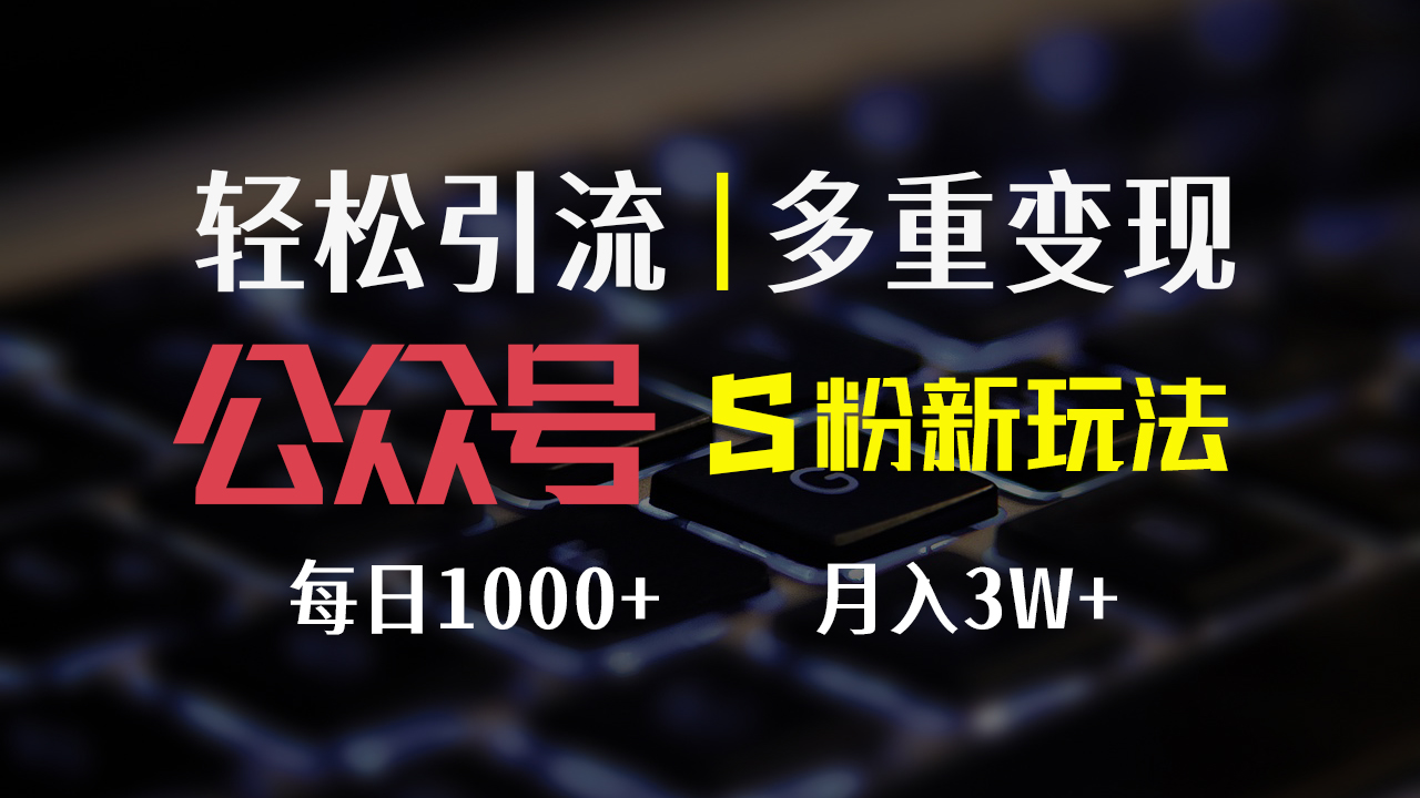 （12073期）公众号S粉新玩法，简单操作、多重变现，每日收益1000+-wanlih项目库