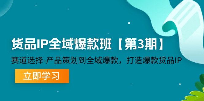 货品IP全域爆款班【第3期】赛道选择、产品策划到全域爆款，打造爆款货品IP-wanlih项目库