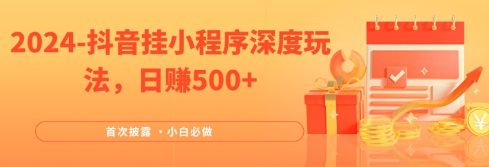 2024全网首次披露，抖音挂小程序深度玩法，日赚500+，简单、稳定，带渠道收入，小白必做-wanlih项目库