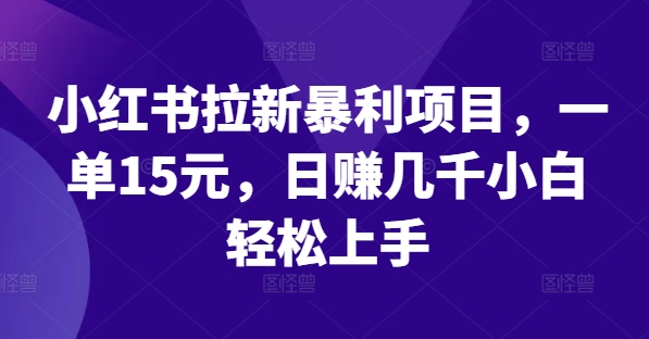 小红书拉新暴利项目，一单15元，日赚几千小白轻松上手-wanlih项目库