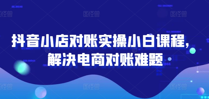 抖音小店对账实操小白课程，解决电商对账难题-wanlih项目库