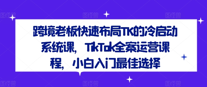 跨境老板快速布局TK的冷启动系统课，TikTok全案运营课程，小白入门最佳选择-wanlih项目库