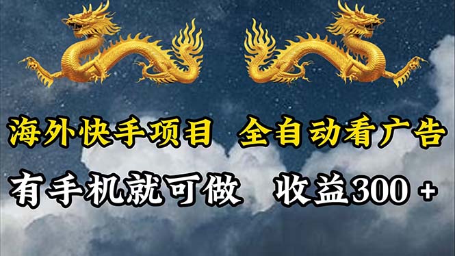 （12175期）海外快手项目，利用工具全自动看广告，每天轻松 300+-wanlih项目库