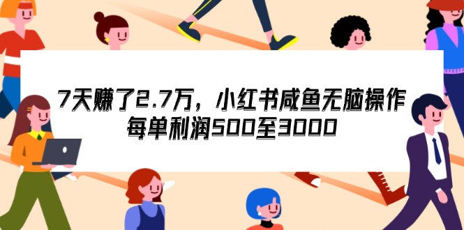 （12192期）7天收了2.7万，小红书咸鱼无脑操作，每单利润500至3000-wanlih项目库