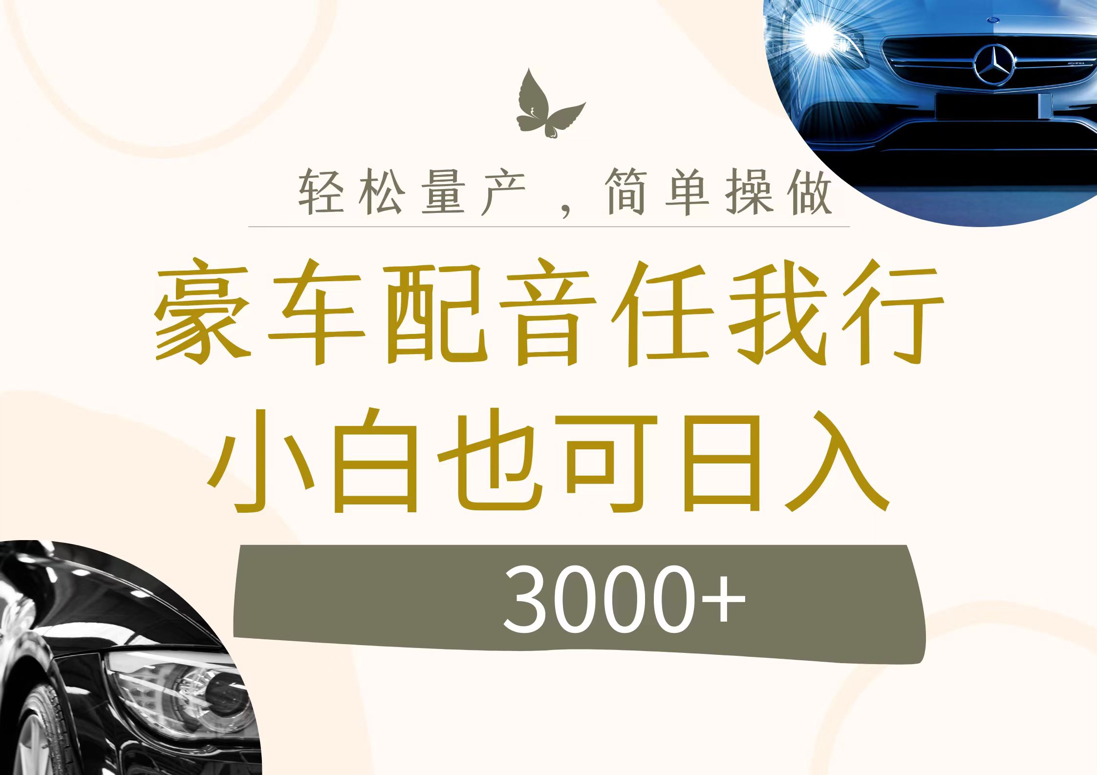（12206期）不为人知的暴力小项目，豪车配音，日入3000+-wanlih项目库