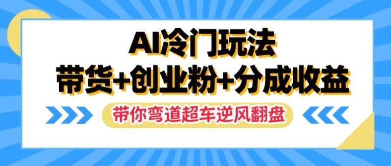 AI冷门玩法，带货+创业粉+分成收益，带你弯道超车，实现逆风翻盘【揭秘】-wanlih项目库