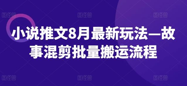 小说推文8月最新玩法—故事混剪批量搬运流程-wanlih项目库