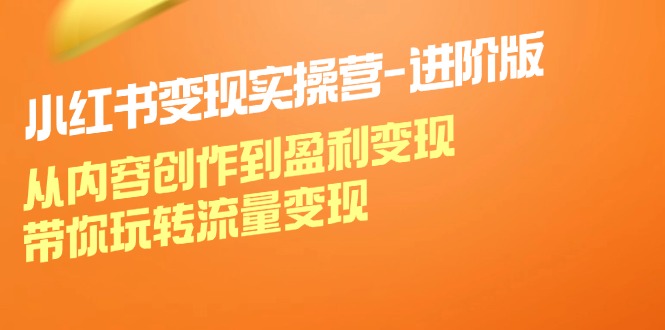 小红书变现实操营进阶版：从内容创作到盈利变现，带你玩转流量变现-wanlih项目库