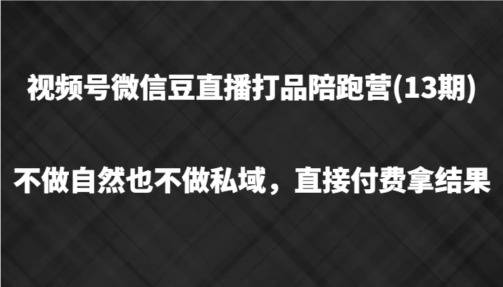 视频号微信豆直播打品陪跑(13期)，不做不自然流不做私域，直接付费拿结果-wanlih项目库